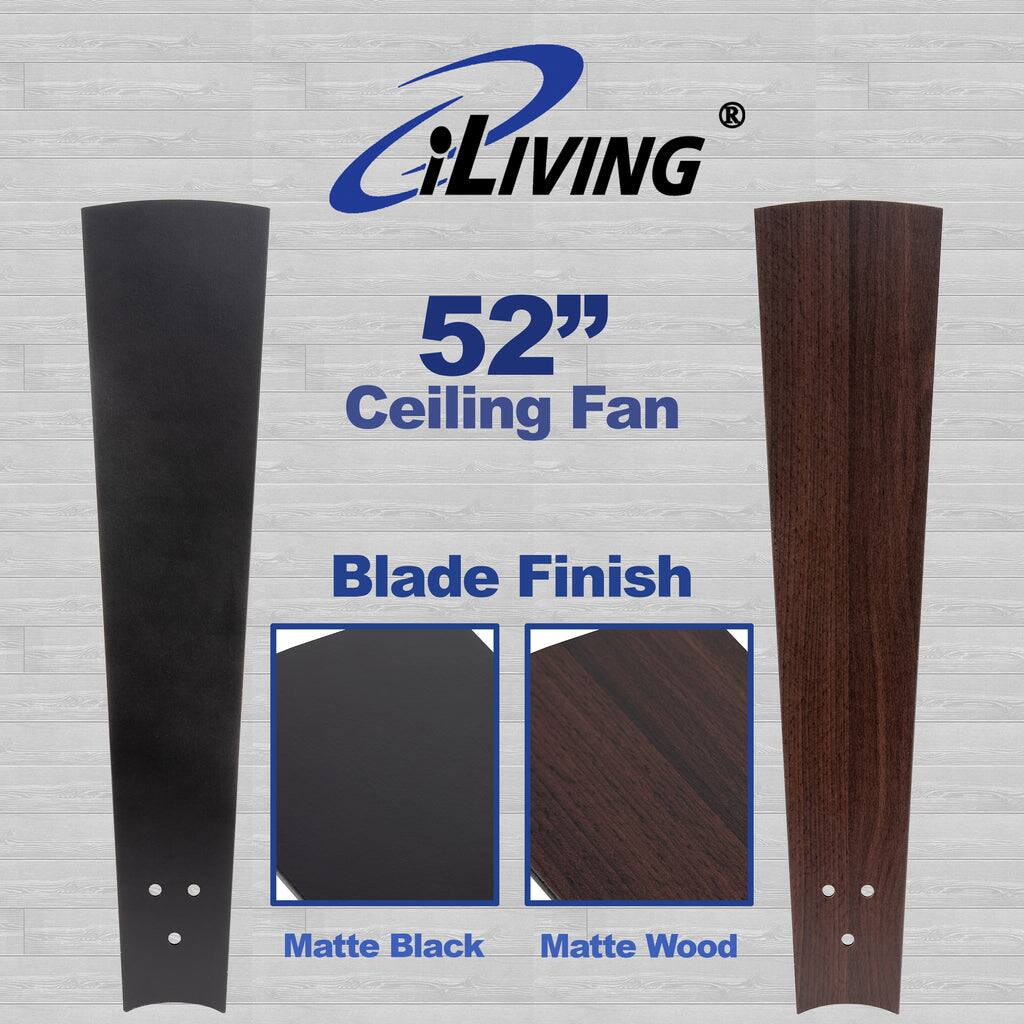 iLIVING  
52" Ceiling Fan  
Blade Finish  
Matte Black  
Matte Wood