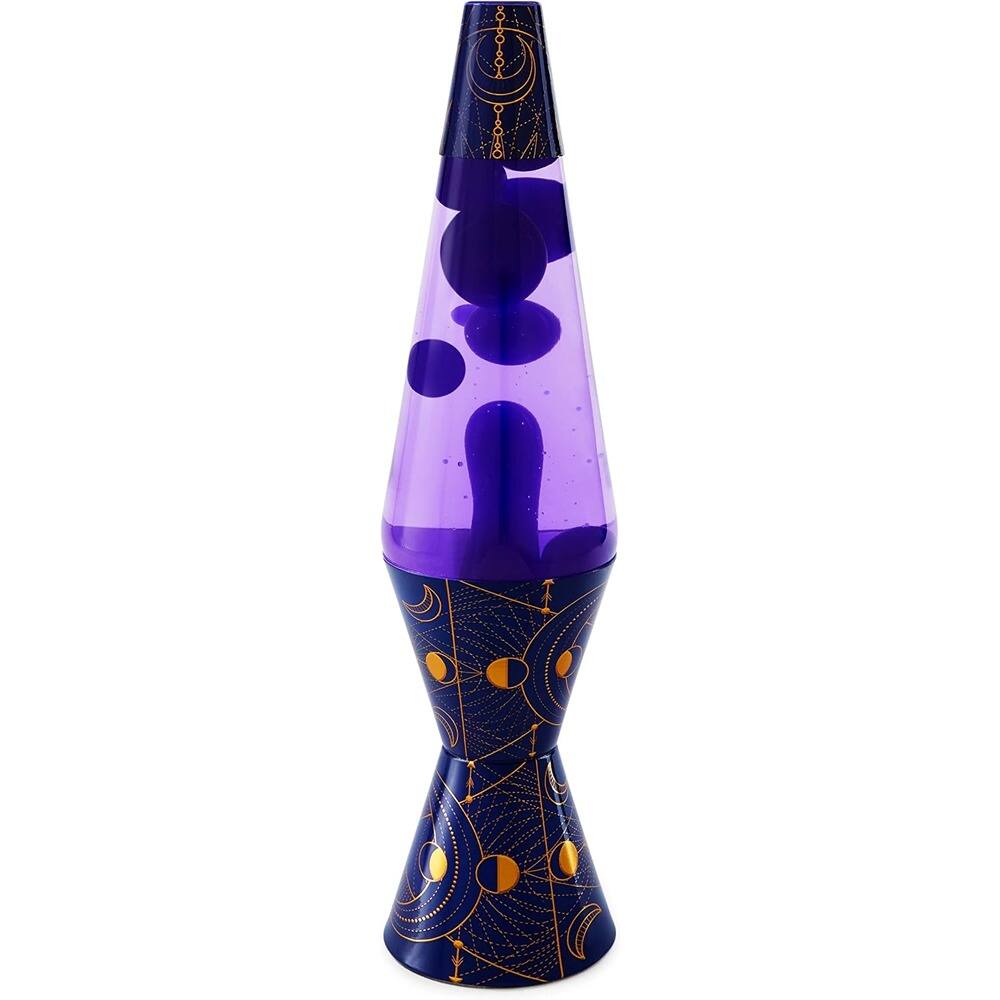 Front. MOSZAR LLC - 14.5" Lava Lamp, Purple Wax & Liquid, Moon Phases Base, Original Motion Lamp.