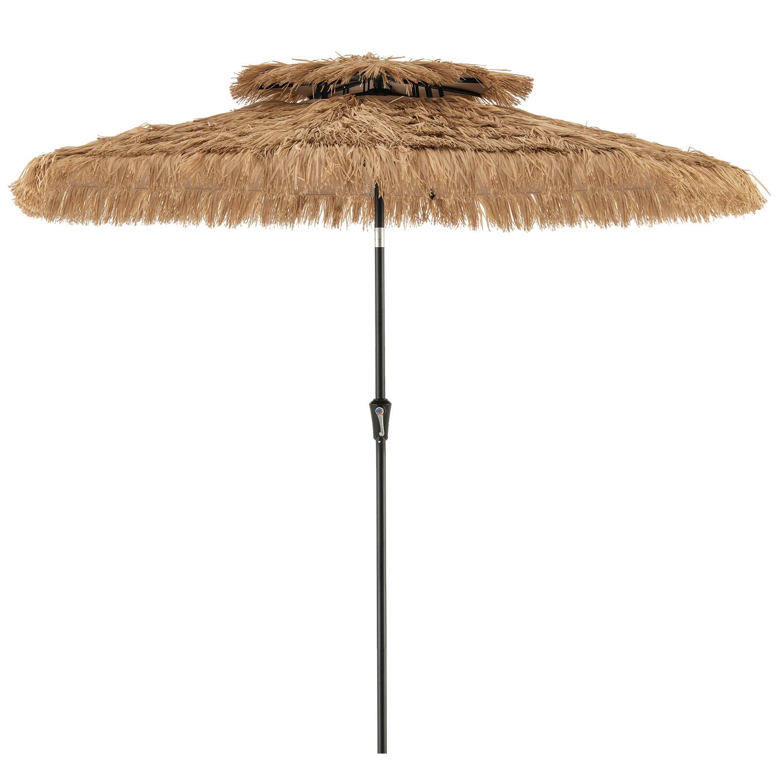Alt View 9. Gymax - Gymax 8.8 FT Hawaiian Style Umbrella Thatched Tiki Umbrella w/8 Ribs Sun-proof Fabric - Natural.