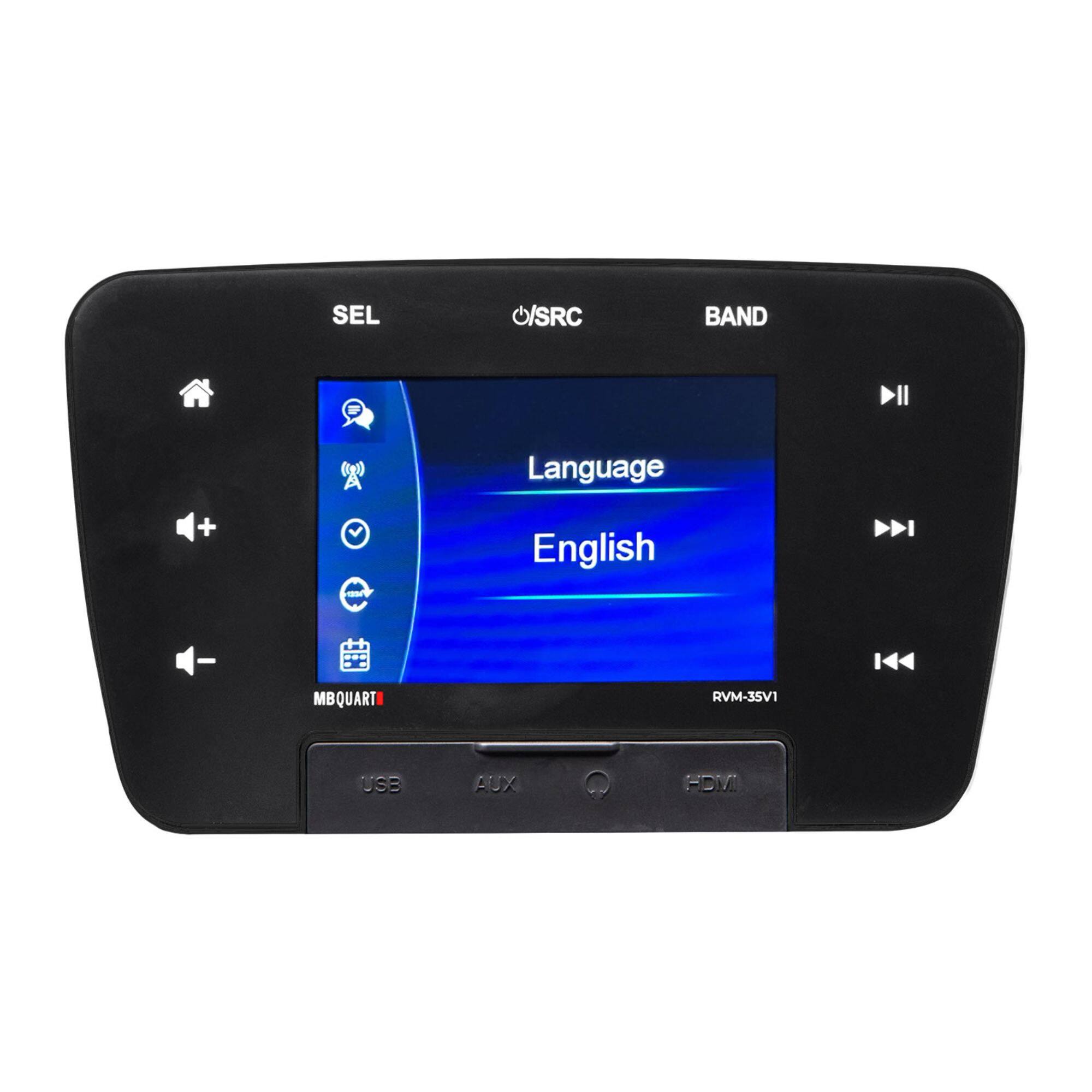 SEL SRC BAND  
Language: English  
MBQUARTI RVM-35V1  
USB AUX HDMI