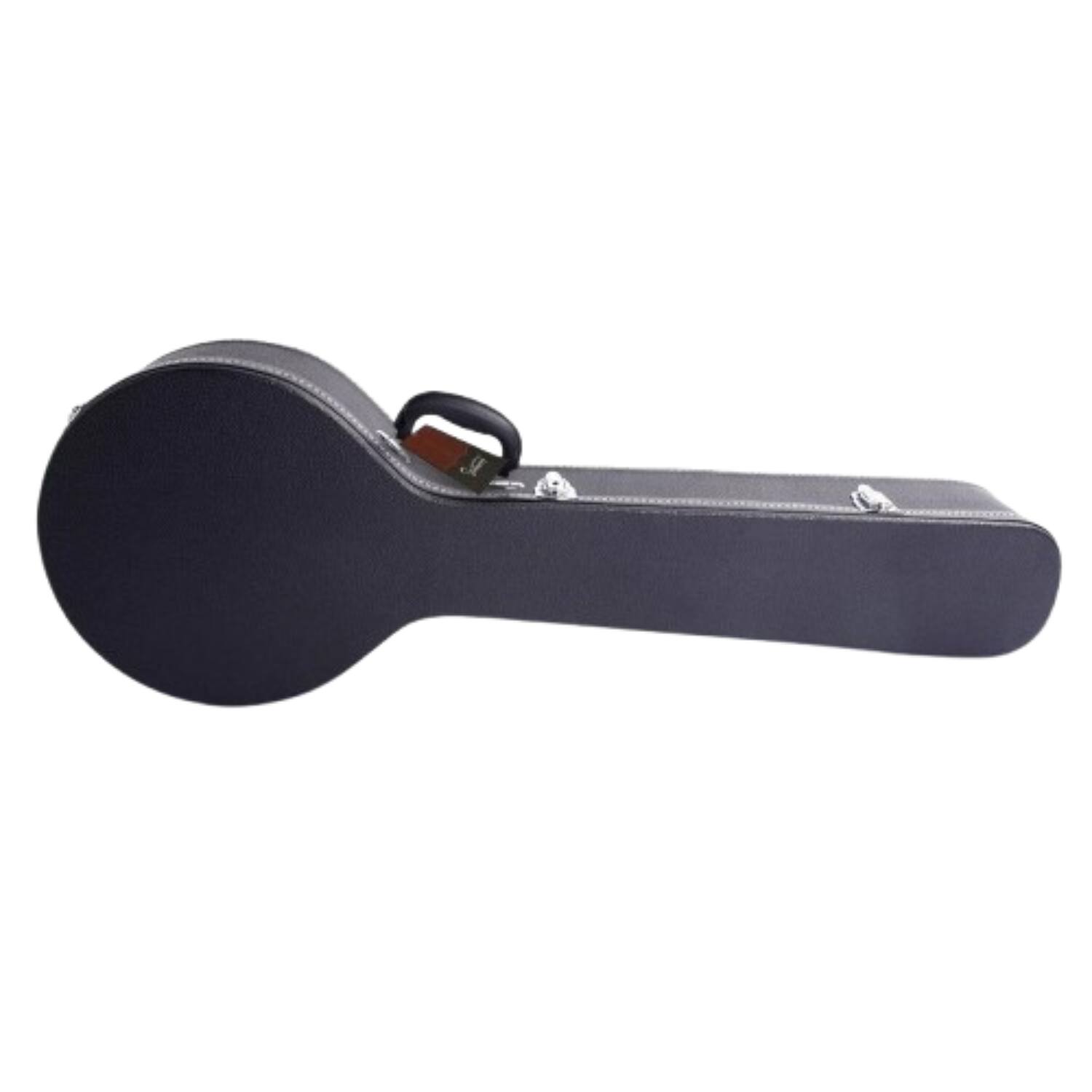 Front. Home Collection - Hardshell Leather Hard Case for 5-String and 6-String Banjos - Black.