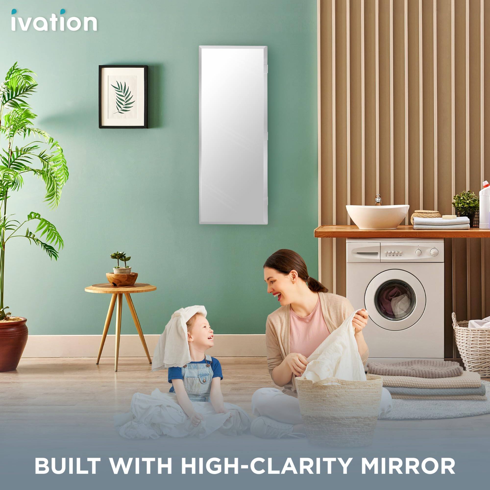 Alt View 7. Ivation - Ivation Ironing Board, Wall Mounted Ironing Board Cabinet with Full Mirror & Easy-Release Lever - White.