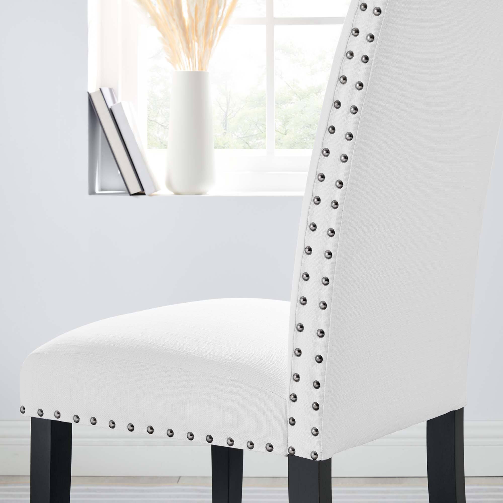 Back. Modway - Parcel Dining Upholstered Fabric Side Chair by Modway - White.