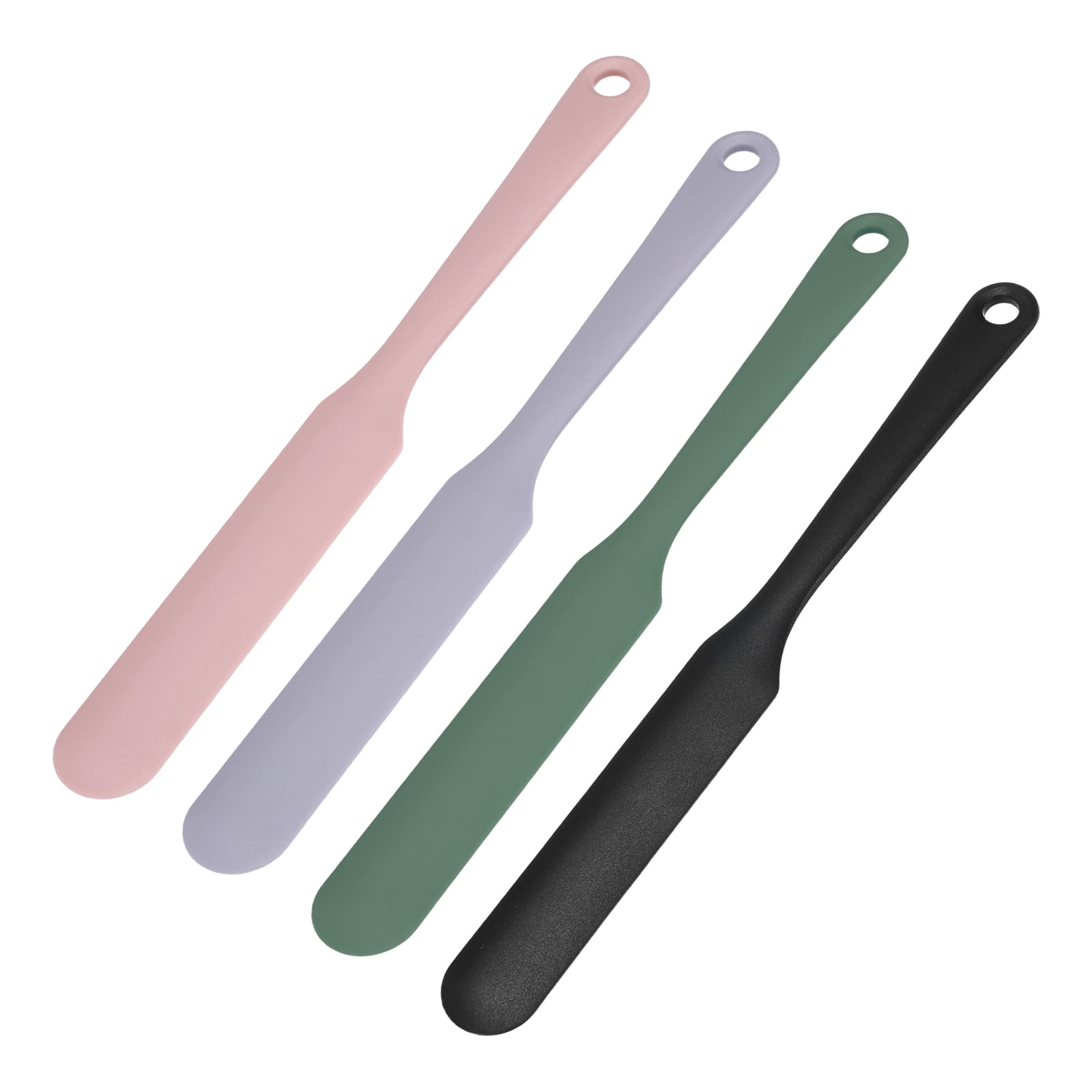 Unique Bargains - 4pcs Silicone Jar Spatula, 8" Long Thin Heat Resistant Smooth Scraper for Peanut Butter & Bottles - Pastel & Dark