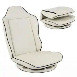 WELLFOR - 360° Swivel Floor Gaming Chair with 5-Level Adjustable Backrest - Beige