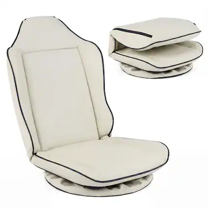 Front. WELLFOR - 360° Swivel Floor Gaming Chair with 5-Level Adjustable Backrest - Beige.