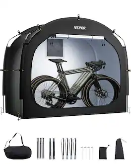 VEVOR - Bike Storage Tent,3 to 4 Bikes with Ventilated Window,Waterproof Easy-to-Install Bike Tent with High Strength Fiberglass - Black