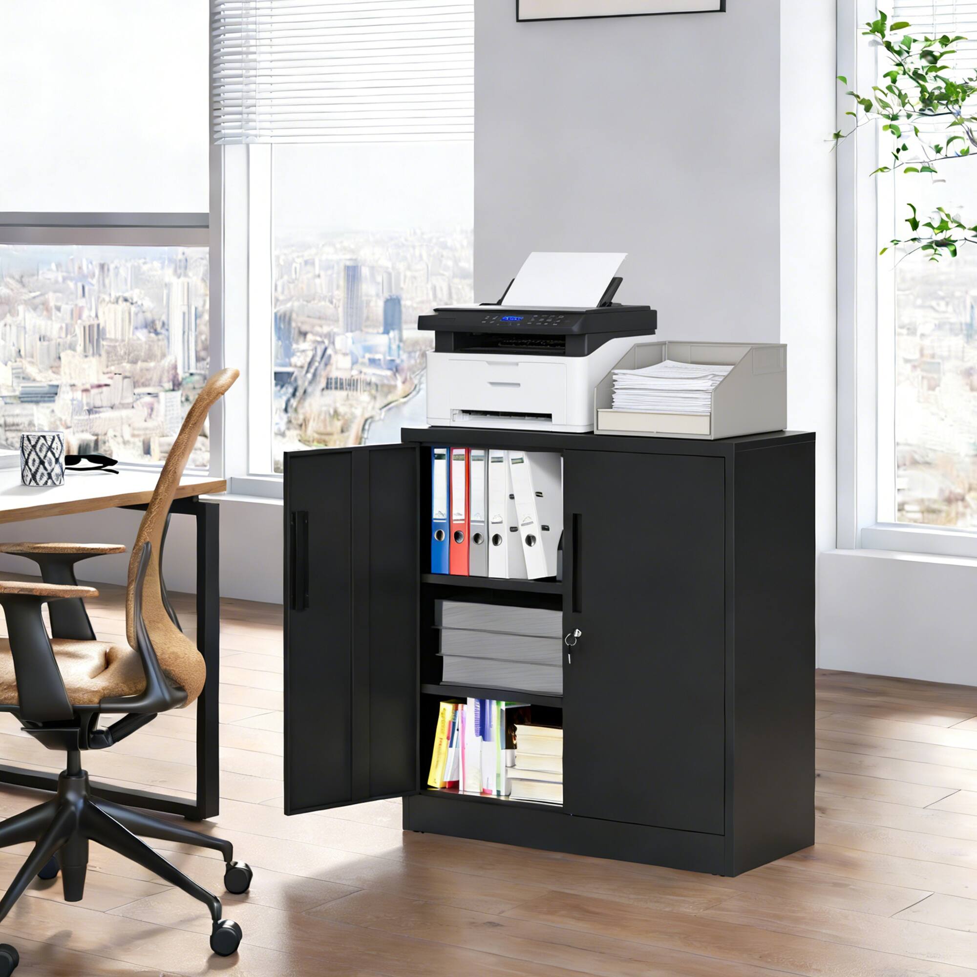 Front. Anysun - Anysun 2-Door Secure 3-Point Thoughtful Design Locking System Metal File Cabinet - Black.