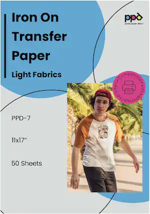 Iron On Transfer Paper Light Fabrics
ppd photo paper direct
Compatible with printers all inkjet
PPD-7
11x17"
50 Sheets