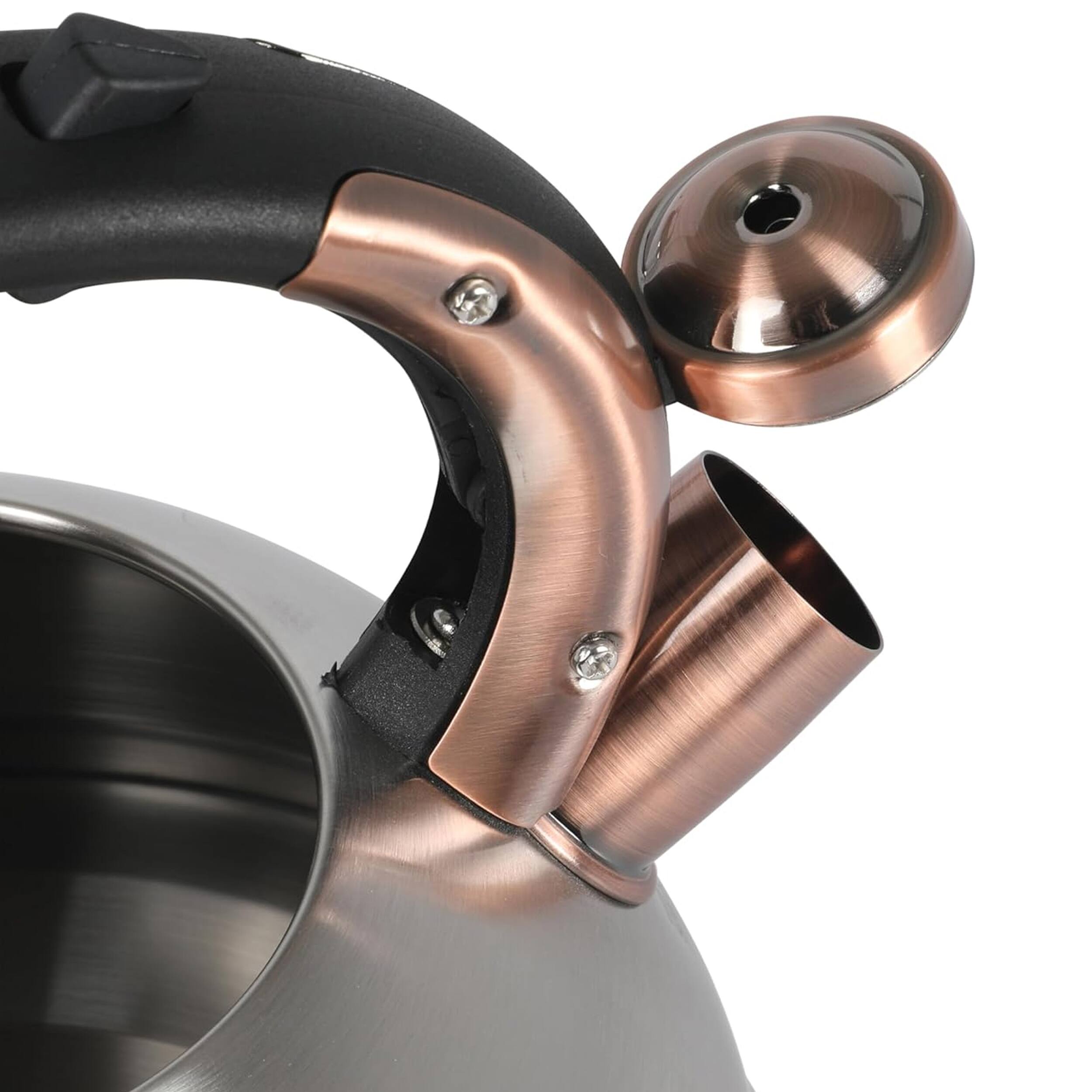 Alt View 3. Mr. Coffee - Mr. Coffee Flintshire 2.2 Quart Stainless Steel Whistling Tea Kettle W/ Nylon Handle in Silver - Silver.