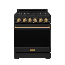 Gordon Ramsay Series by Thor Kitchen 4.55 Cu. Ft Freestanding Liquid Propane Gas Range with Bronze Hardware - Black