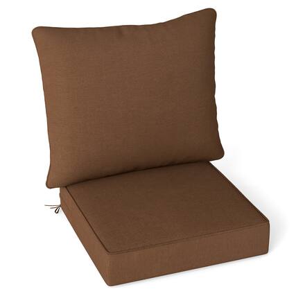 Front. Gymax - Gymax Deep Seat Chair Cushion Pads Set Indoor/Outdoor w/ Rope Belts Brown - Brown.