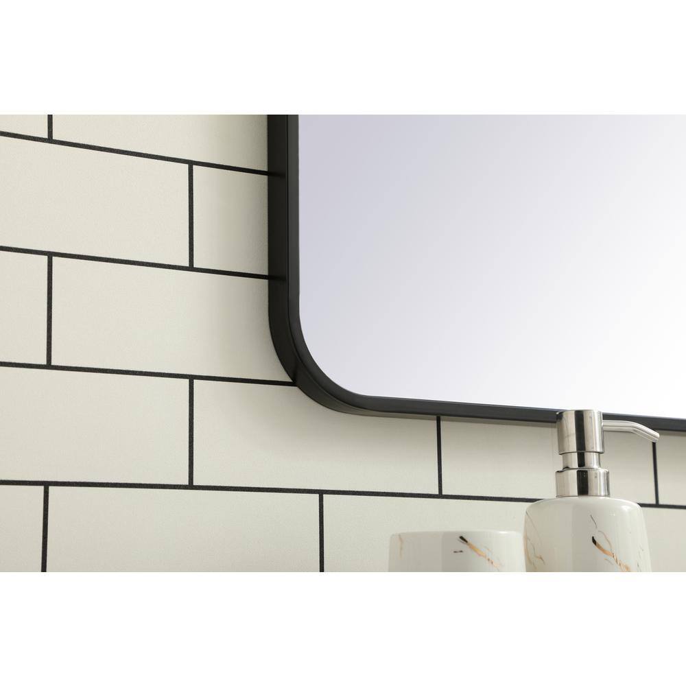 Alt View 2. Elegant Decor - Soft corner metal rectangular mirror 30x40 inch in Black - Black.