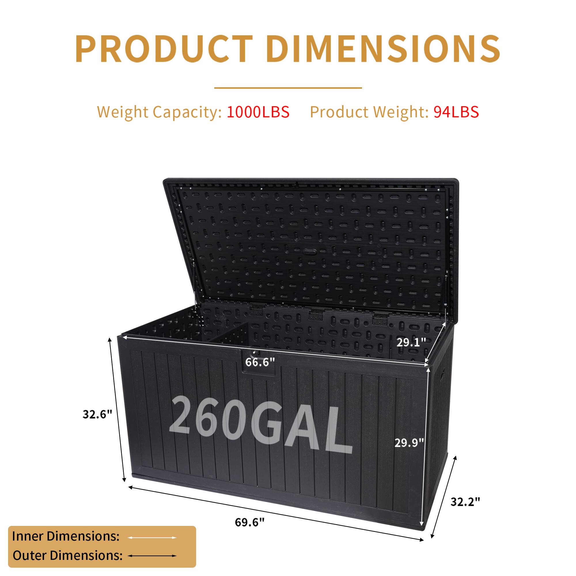 PRODUCT DIMENSIONS

Weight Capacity: 1000LBS  
Product Weight: 94LBS

Inner Dimensions:  
- 29.1"  
- 66.6"  
- 32.6"  

Outer Dimensions:  
- 29.9"  
- 69.6"  
- 32.2"