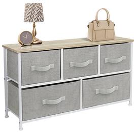 Sorbus - Dresser with 5 Drawers - Storage Chest Organizer Unit with Steel Frame, Wood Top, Easy Pull Fabric Bins Bedroom - Beige