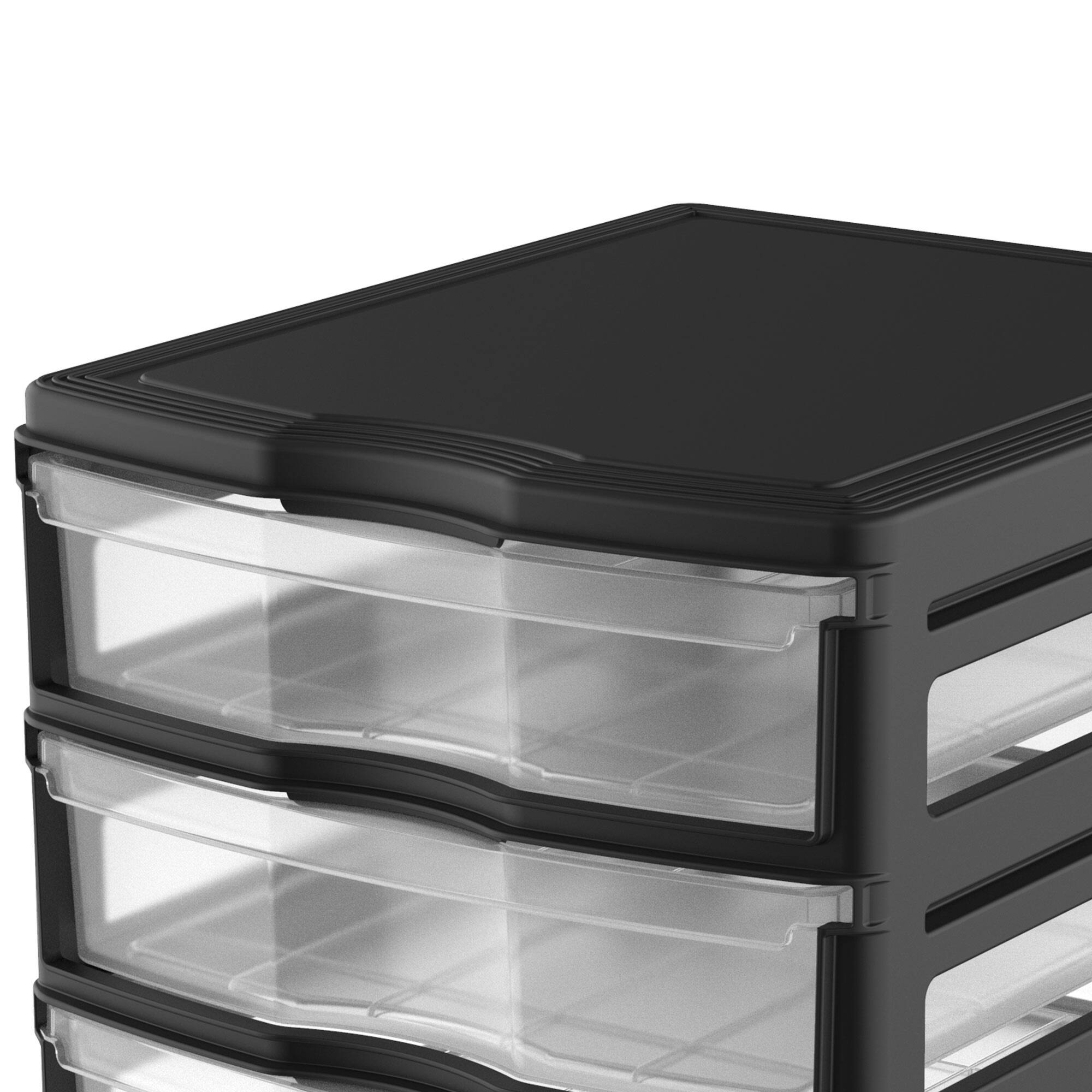 Alt View 10. Life Story - Life Story 3 Drawer Stackable Shelf Organizer Plastic Storage Drawers, Black.