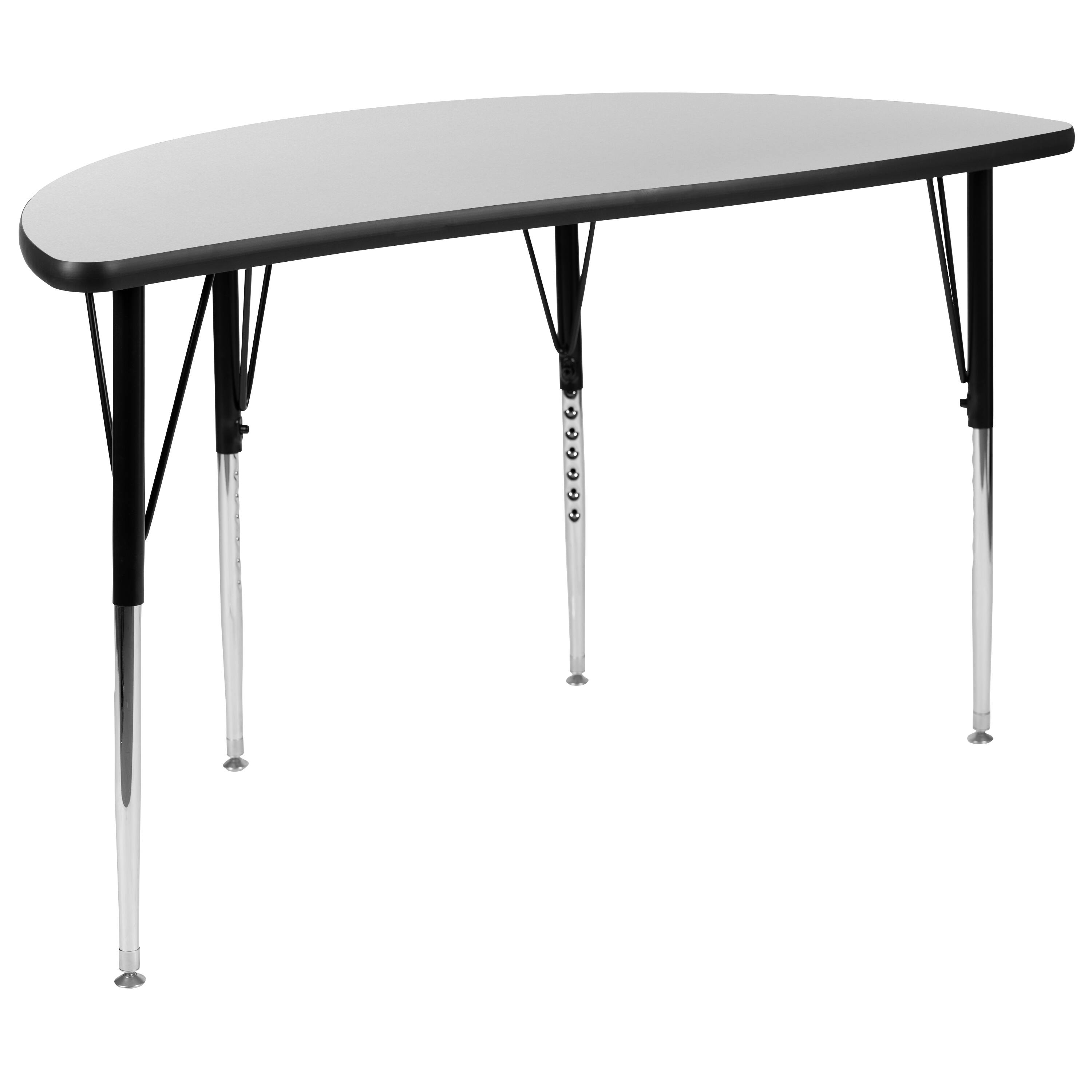 Alt View 9. Emma + Oliver - 47.5" Circle Wave Collaborative Laminate Activity Table Set with 18" Student Stack Chairs, Grey/Black - Grey.