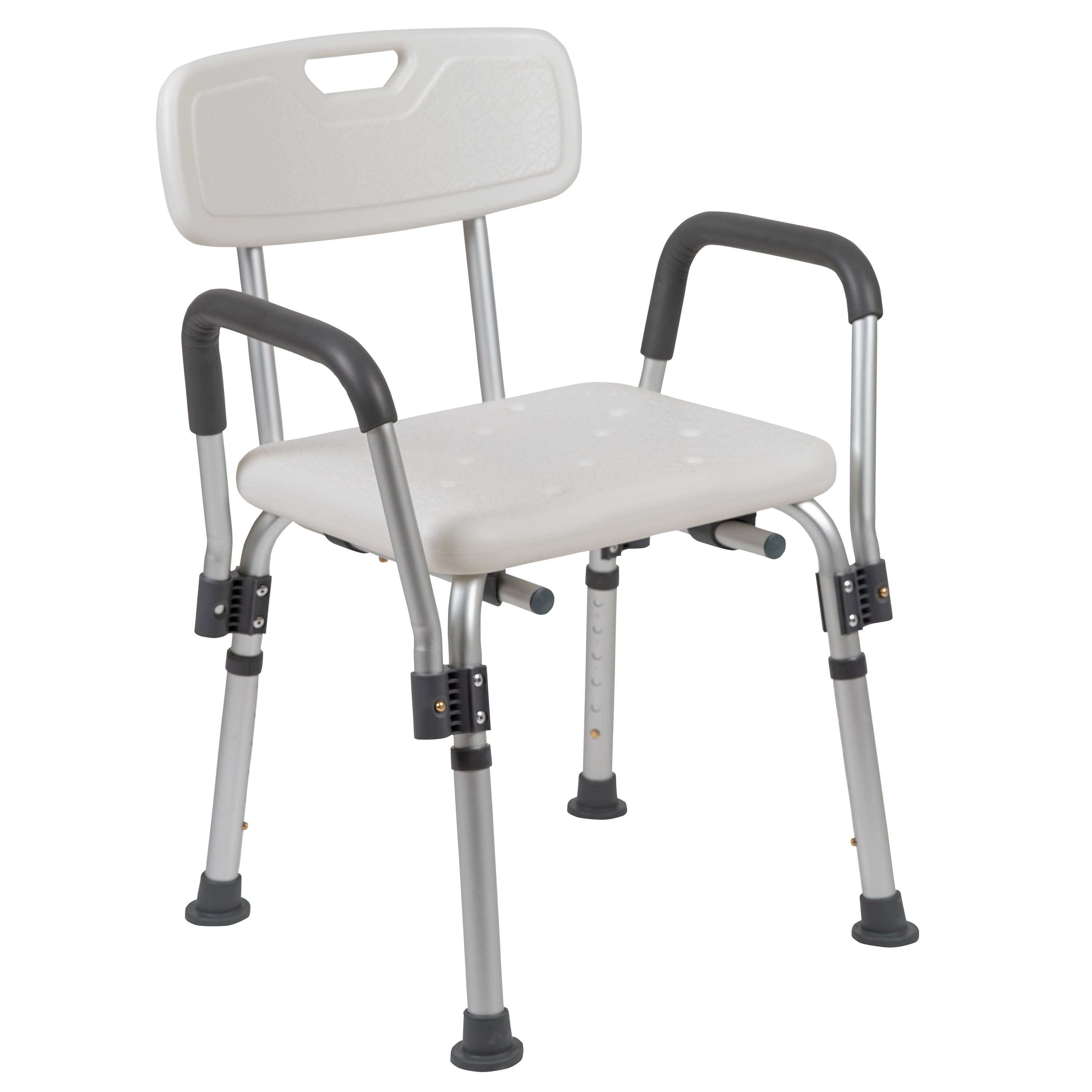 Emma + Oliver - 300 Lb. Capacity Adjustable Bath & Shower Chair with Depth Adjustable Back - White