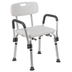 Front. Emma + Oliver - 300 Lb. Capacity Adjustable Bath & Shower Chair with Depth Adjustable Back - White.