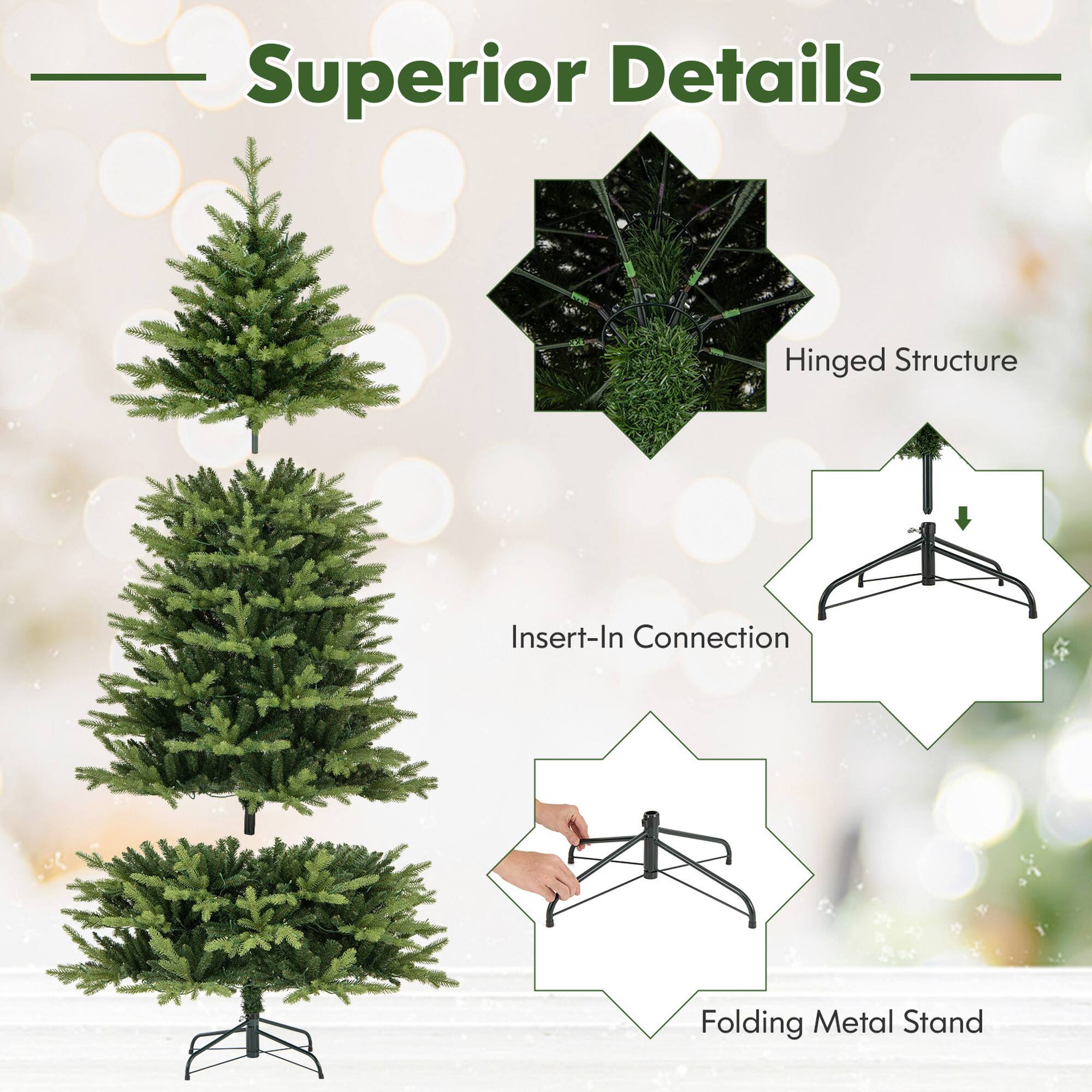 Superior Details

- Hinged Structure
- Insert-In Connection
- Folding Metal Stand