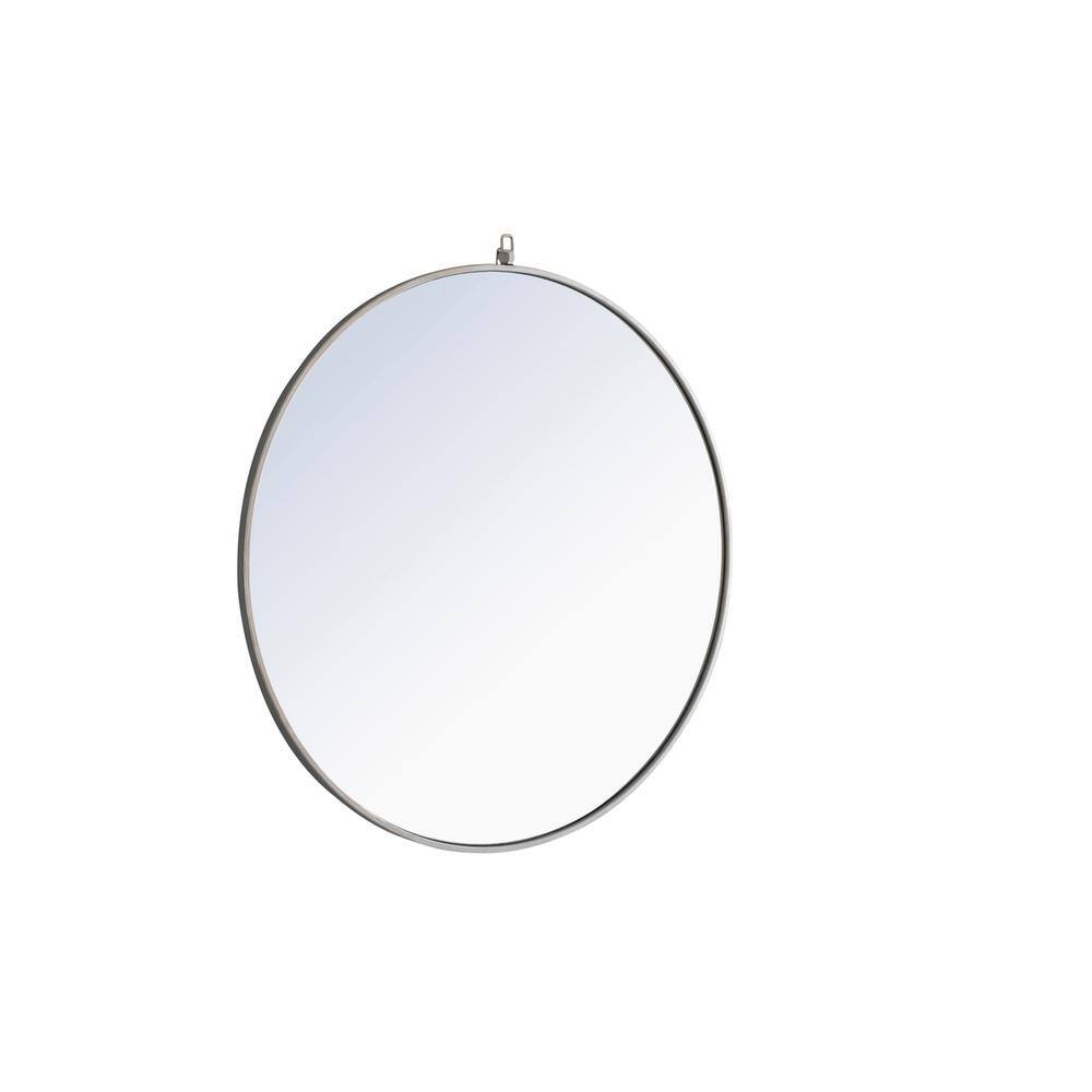 Alt View 5. Elegant Decor - Metal frame Round Mirror with decorative hook 36 inch Silver finish - Silver.
