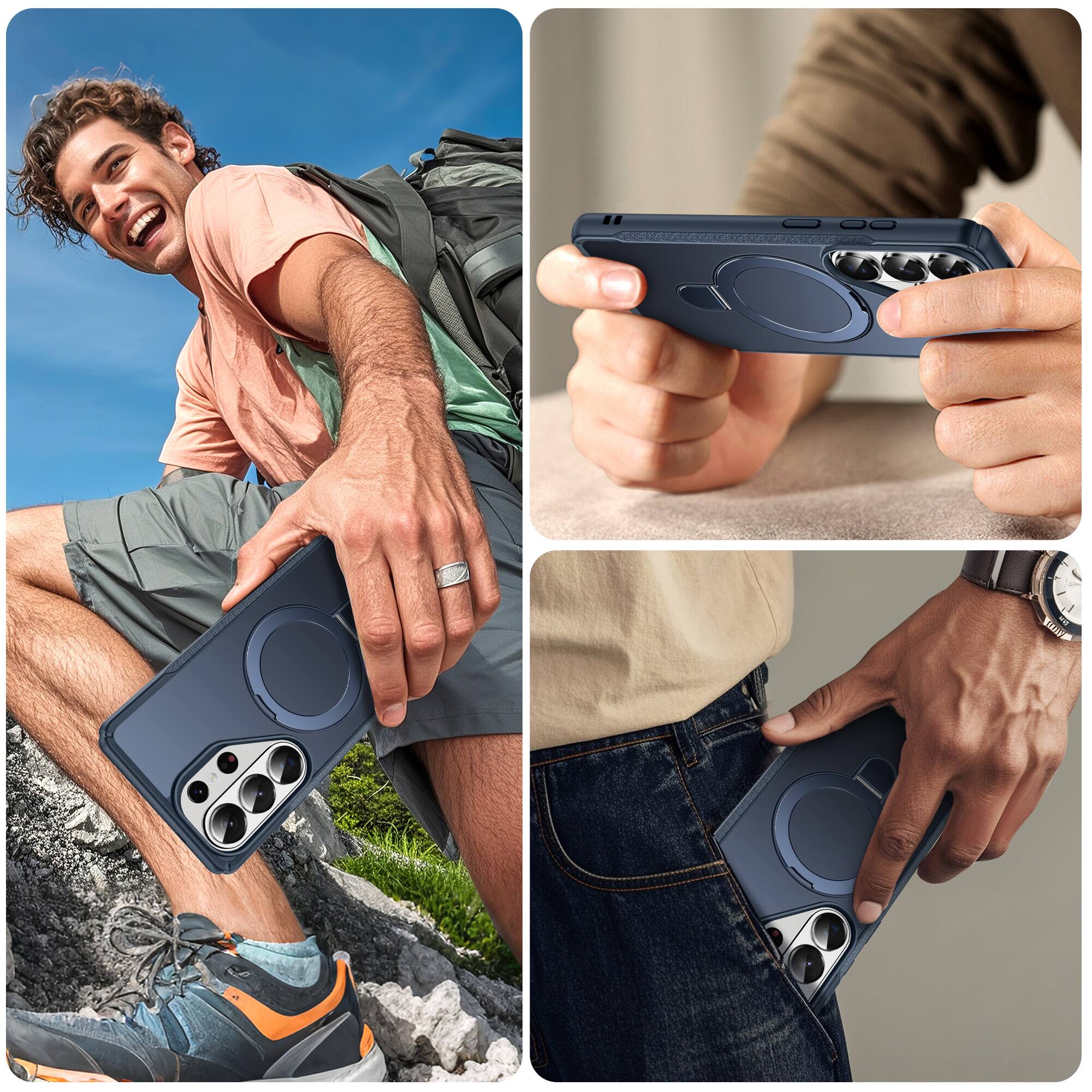 Alt View 2. Dteck - Case For Samsung Galaxy S26 Ultra Slim Magnetic Shockproof Rugged Cover With Adjustable Ring Stand, Mag Safe Compatible - Darkblue.