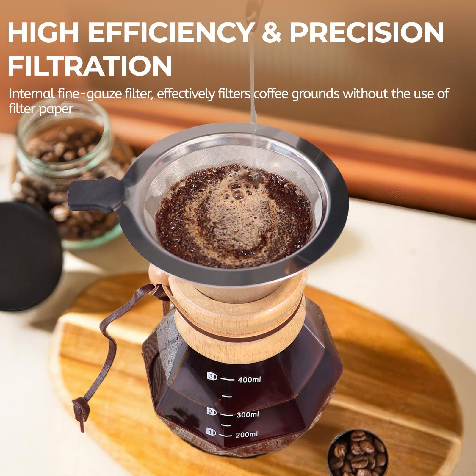HIGH EFFICIENCY & PRECISION FILTRATION

Internal fine-gauze filter, effectively filters coffee grounds without the use of filter paper

3 400ml
2 300ml
1 200ml