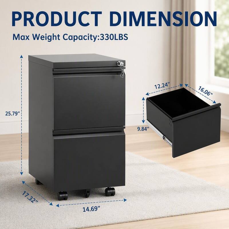 PRODUCT DIMENSION  
Max Weight Capacity: 330LBS  
12.24"  
16.06"  
25.79"  
9.84"  
17.32"  
14.69"