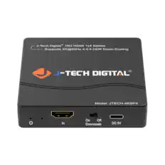 J-Tech Digital 18G HDMI 1x4 Splitter Supports 4K@60Hz 4:4:4 HDR Down-Scaling Model: JTECH-4KSP4 In On Off Downscale DC 5V
