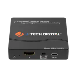 J-Tech Digital - 4K 60Hz 1x4 HDMI Splitter with Multi-Resolution Output (MRO) Function - Black