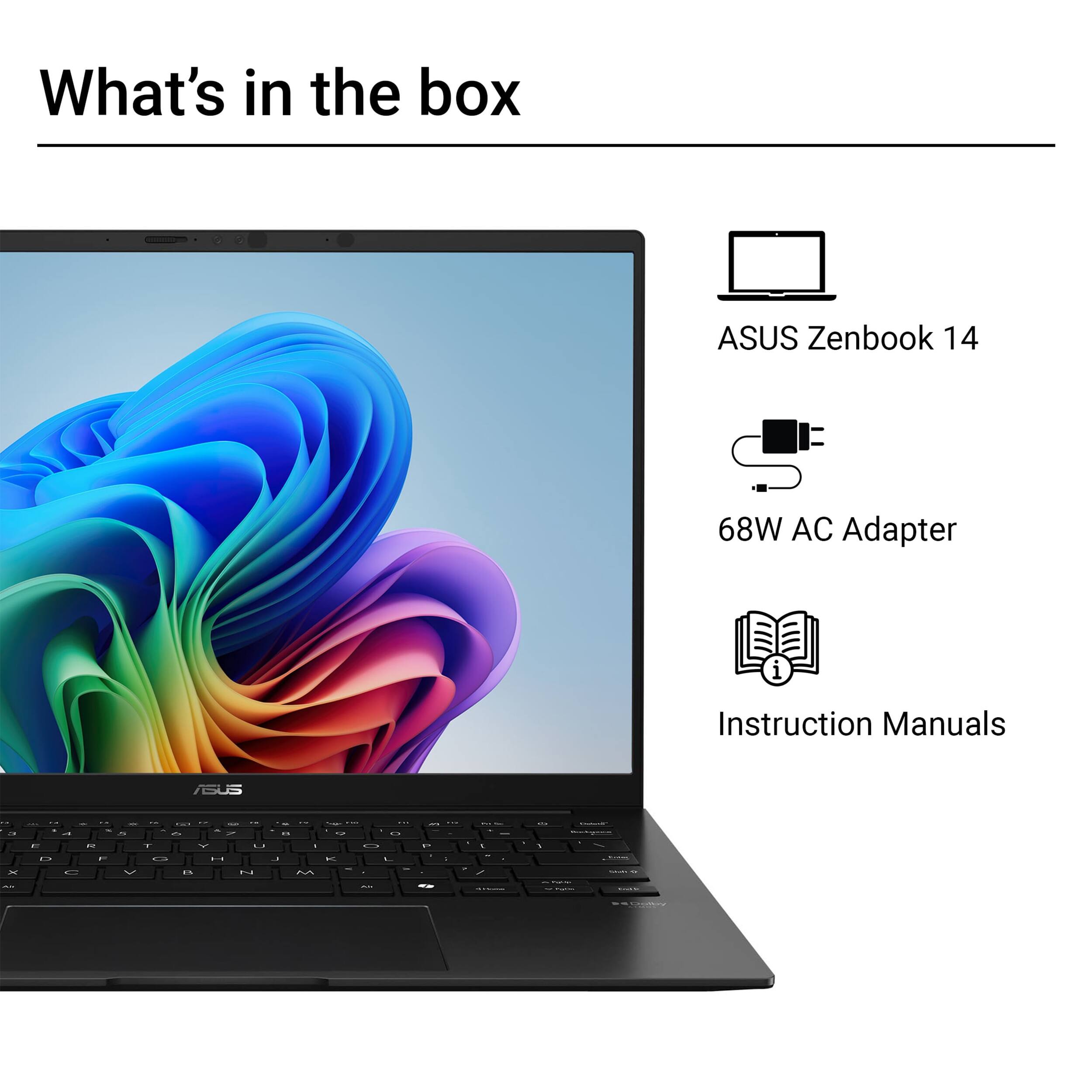 What's in the box ASUS Zenbook 14 68W AC Adapter Instruction Manuals