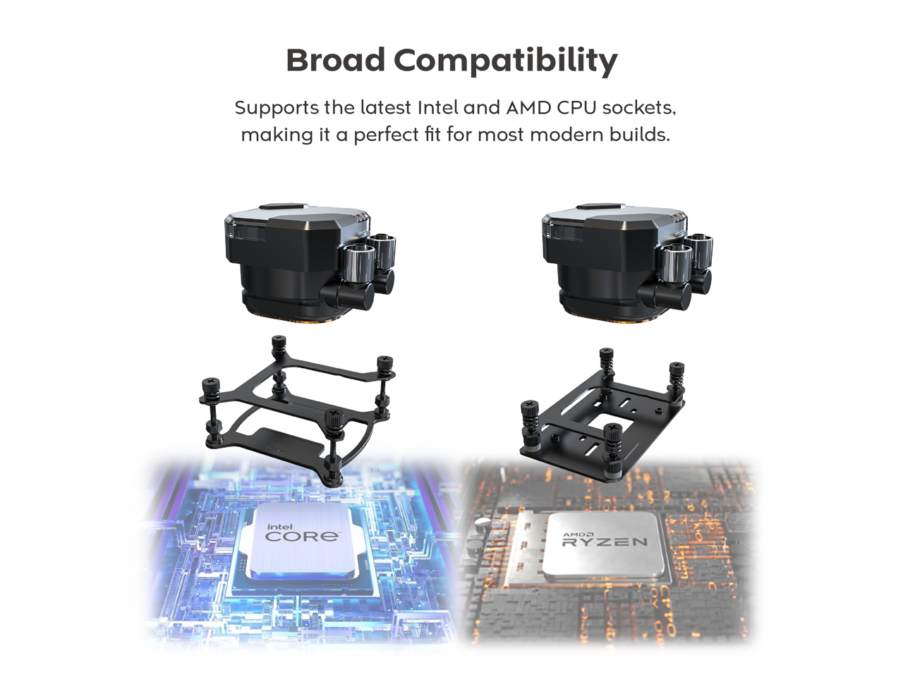 Broad Compatibility

Supports the latest Intel and AMD CPU sockets, making it a perfect fit for most modern builds.
