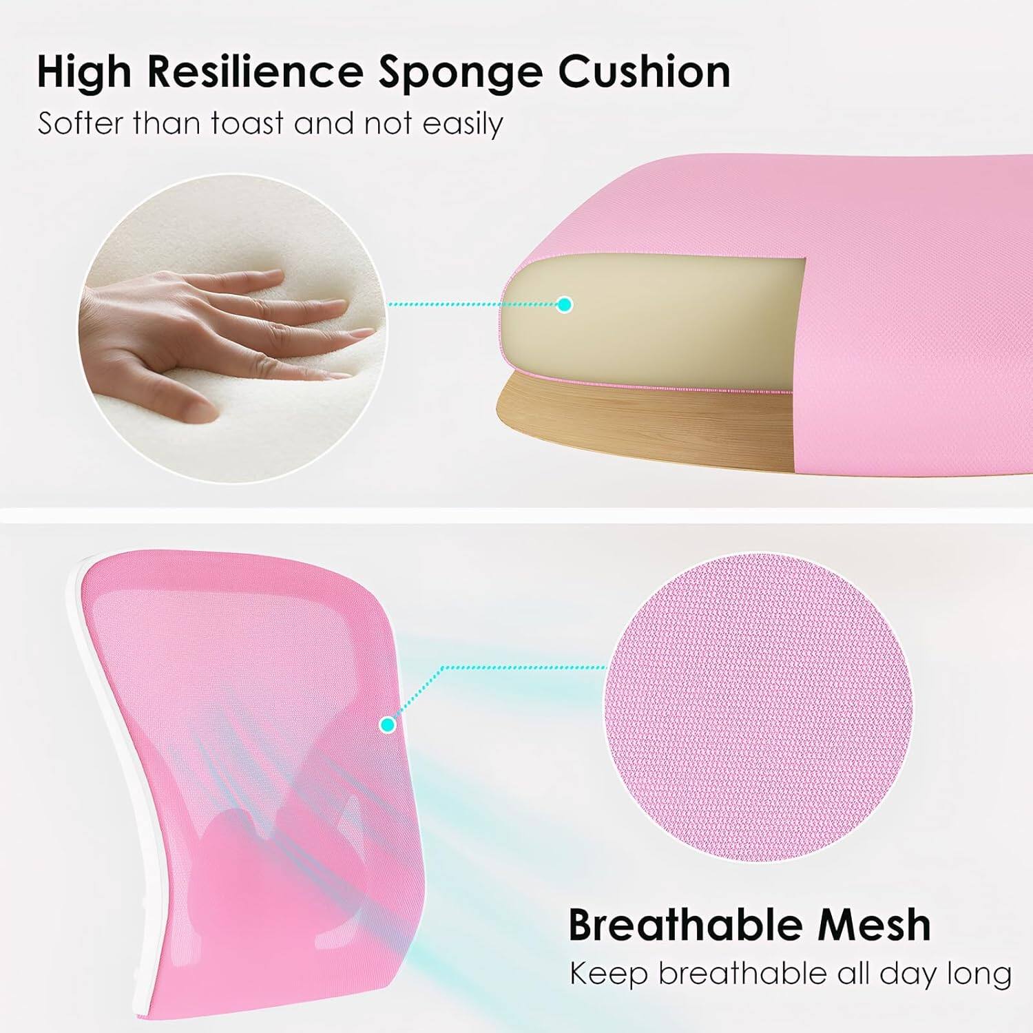 High Resilience Sponge Cushion  
Softer than toast and not easily compressed  

Breathable Mesh  
Keep breathable all day long
