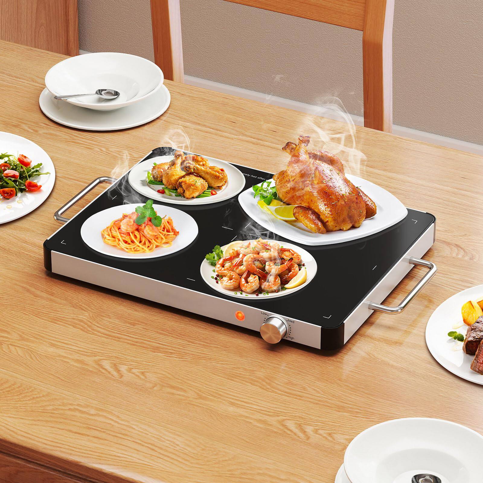 Alt View 7. Ecooso - Electric Warming Tray Food Warmer, Adjustable Temperature Control, Countertop Buffet Server - Black.