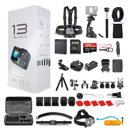 GoPro - HERO13 Waterproof Action Camera + 64GB Card and 50 Piece Accessory Kit - Black