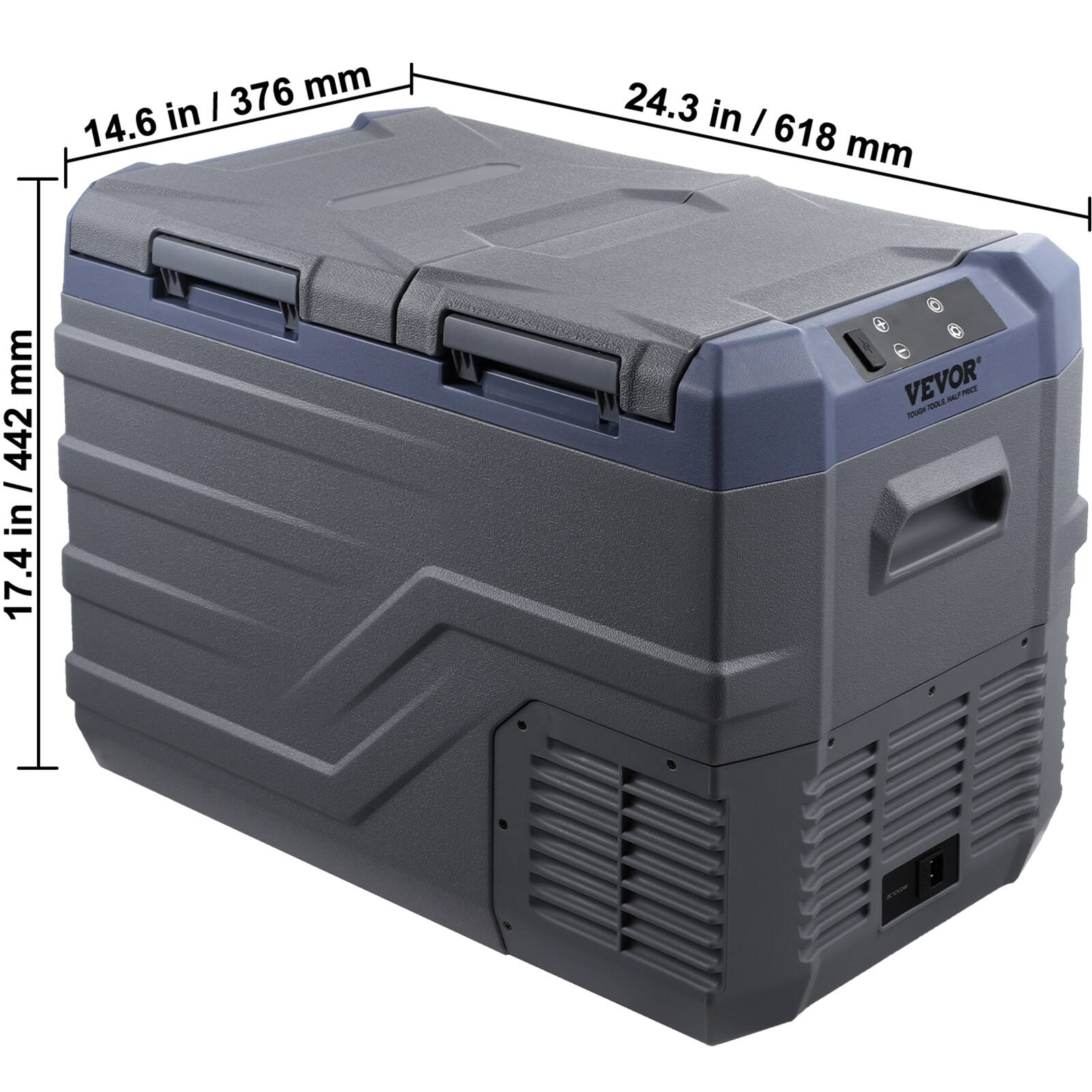 14.6 in / 376 mm, 24.3 in / 618 mm, 17.4 in / 442 mm, VEVOR