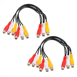 Unique Bargains - 2pcs AV Audio Video Splitter Cable, 3 RCA Female to 6 RCA Female, Composite Video Splitter Adapter Output Cables - Black