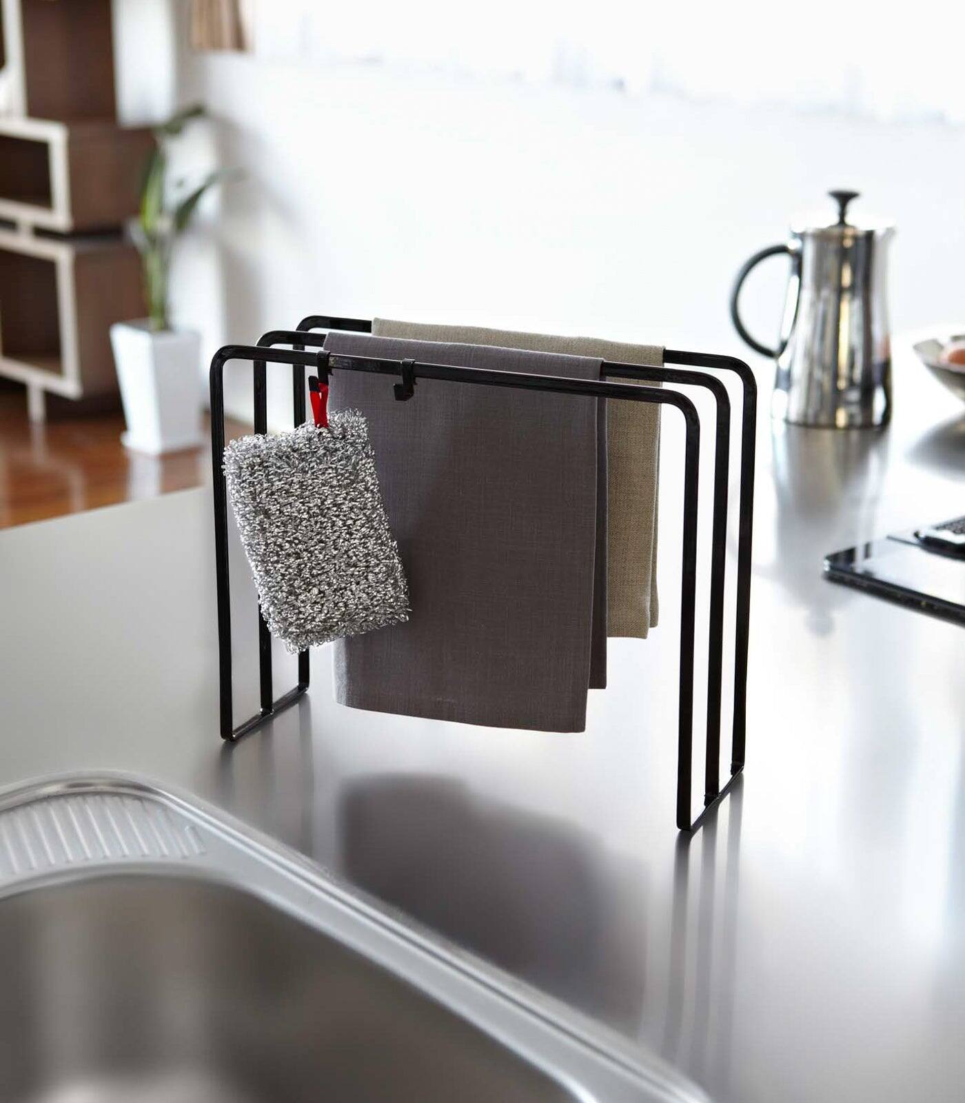 Angle. Yamazaki Home - Dish Towel Hanger - Steel - White.