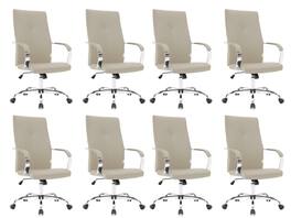 LeisureMod - Set of 8 Sonora Modern Ergonomic High-Back Leather Task Office Chair with Swivel and Tilt for Home Office - Tan