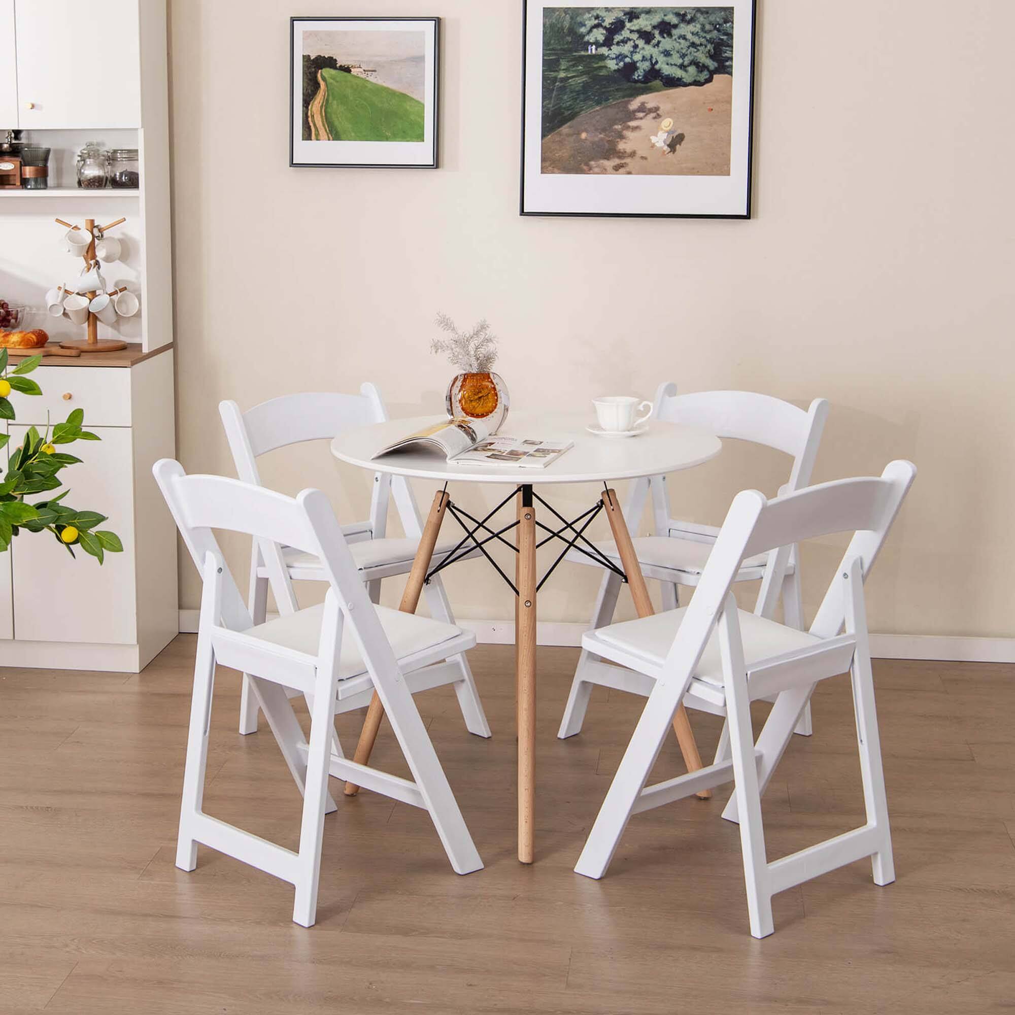 Alt View 1. Costway - Costway 4 Pack Resin Folding Chairs with Padded Seat All-Weather Resin Frame Patio - White.