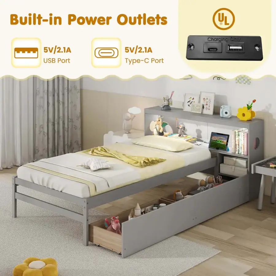 Built-in Power Outlets: L 5V/2.1A USB Port, 5V/2.1A Type-C Port, Charging Crystal.
