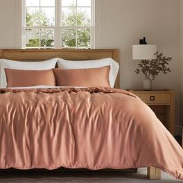 Earthley Blooms - Evergrace Tencel Lyocell Duvet Cover Set 3 Piece Eucalyptus Fiber From Austria Luxury Silky Soft Comforter - Terracotta Clay-King (108" x 92")