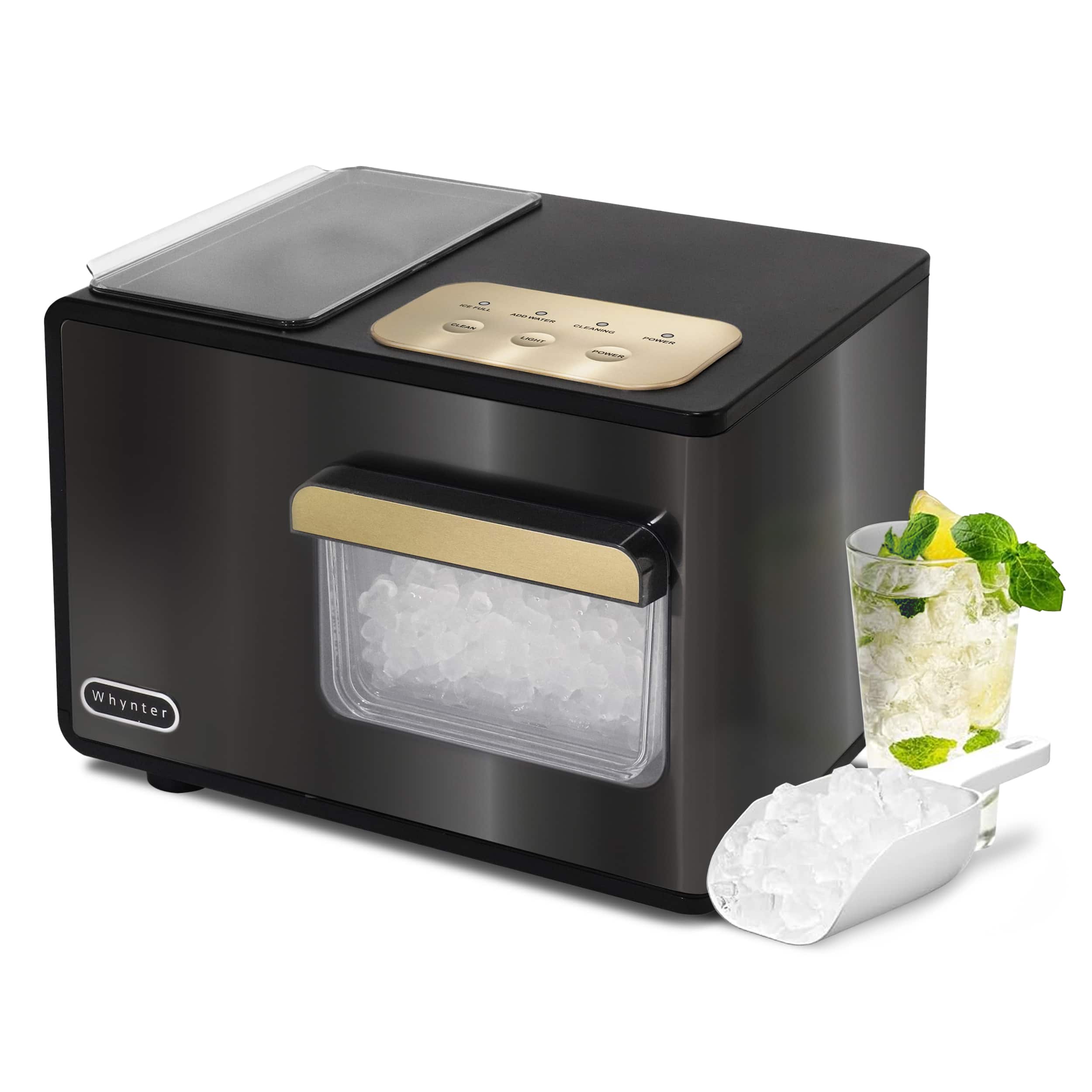 Whynter - IBX-388BG SonicSnö Countertop Nugget Ice Maker 40lbs/24hrs with Removable Ice Drawer, Chewable Pebble/Sonic Type Ice - Black