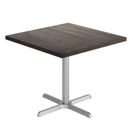 Flash Furniture - Bennett 36" Square Solid Wood Commercial Indoor Tabletop in Dark with 30" x 30" Dining Height Rust-Resistant Silve - Brown