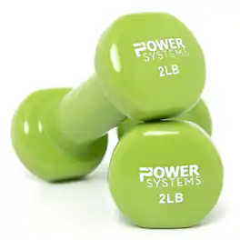 Power Systems - 2 lbs Deluxe Vinyl Dumbbells Set, Pair of Dumbbell Weight with Non-Slip Grip - Green