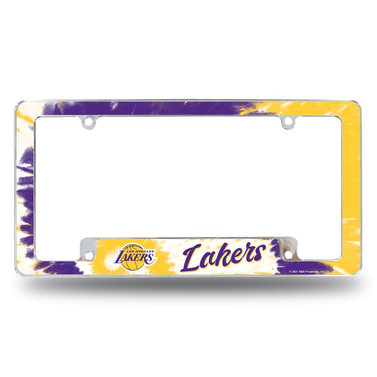 Los Angeles Basketball Lakers Chrome Metal License Plate Frame - Tie Dye Design