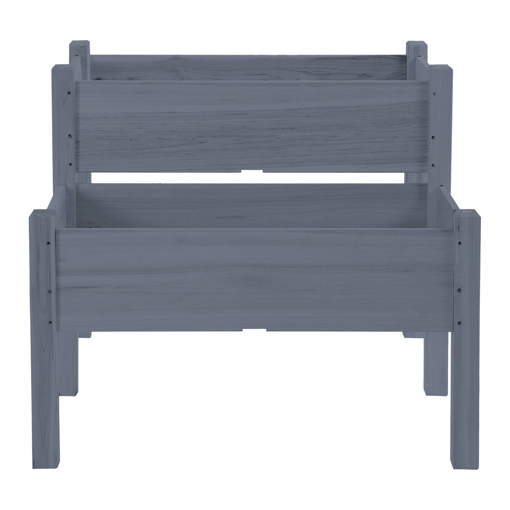 Alt View 7. Outsunny - Raised Garden Bed 2-Tier Wooden Planter Box for Backyard, Patio to Grow Vegetables - Gray.