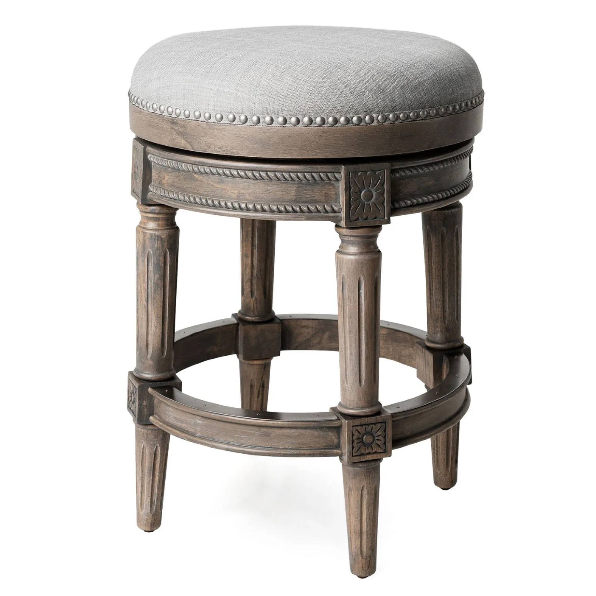 Maven Lane - 26" Pullman Backless Counter Stool In Finish With Fabric Upholstery - Reclaimed Oak