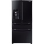 Front. Samsung - 24.7 Cu. Ft. 33-inch 4-Door Refrigerator with Counter-Height FlexZone™ Drawer - Black.