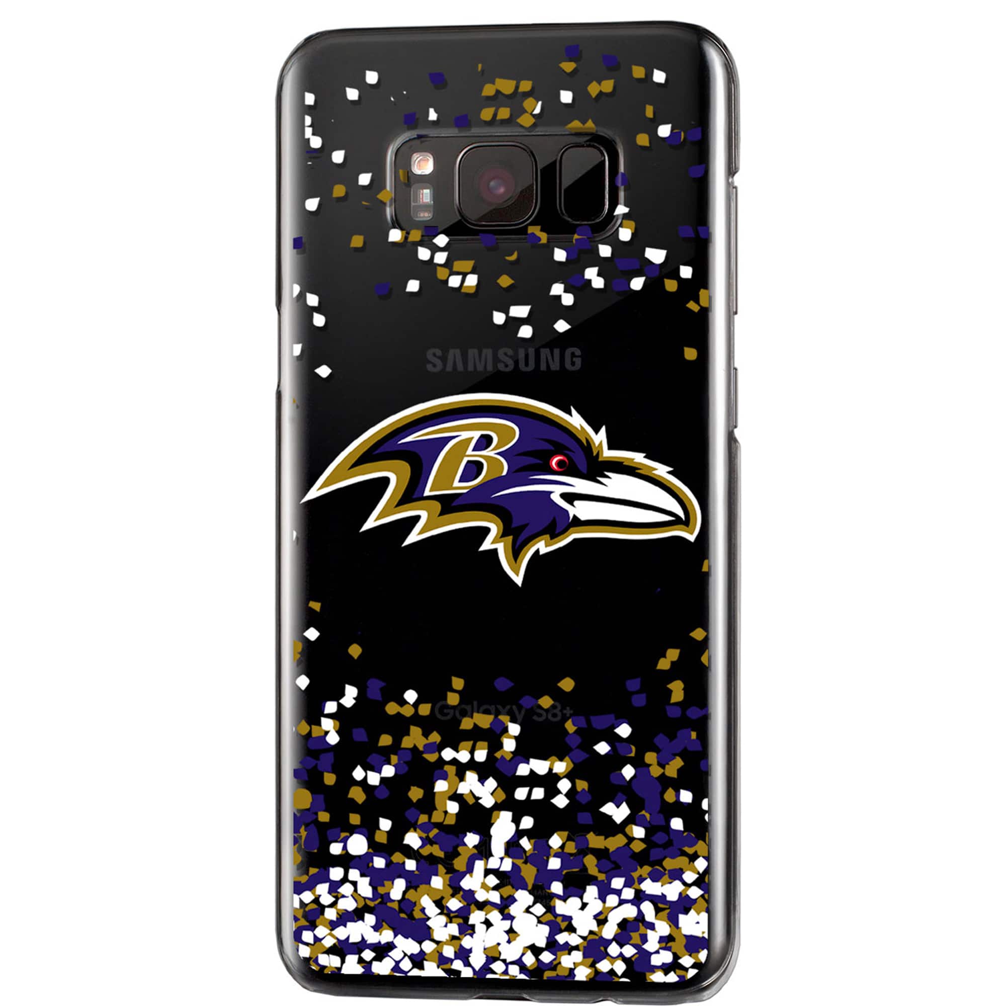 Keyscaper - NFL - Baltimore Ravens Galaxy Clear Case with Confetti Design - S23 - Multicolor